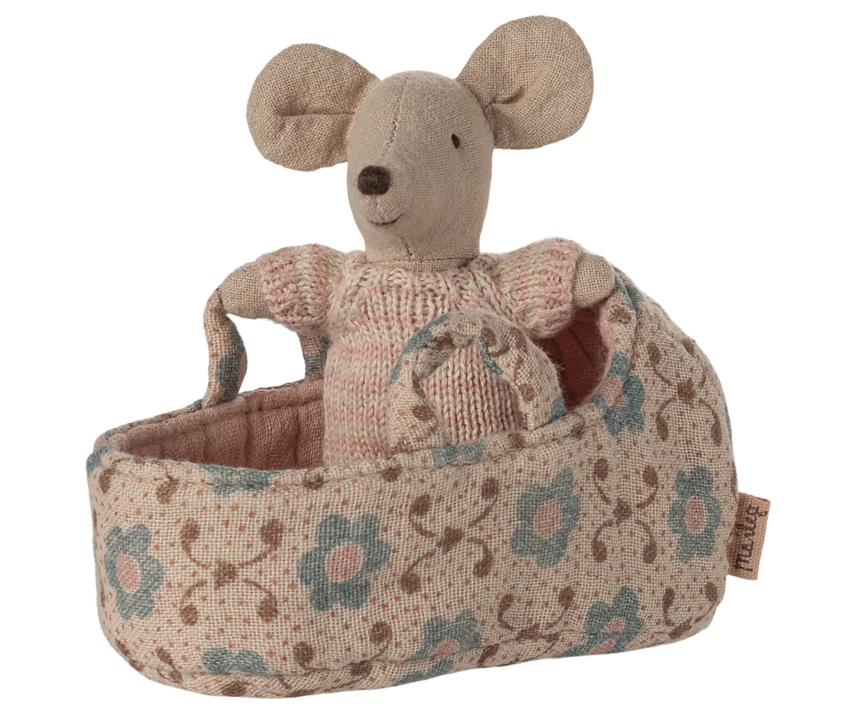 Baby mouse in carry cot - Rose - Image 3