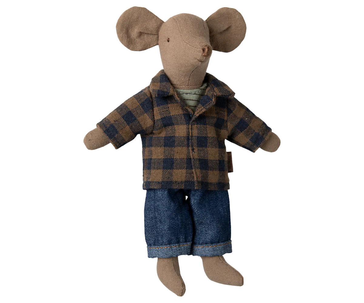 Brown checked shirt and pants, Dad mouse - Image 3