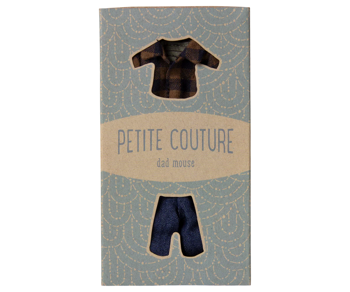 Brown checked shirt and pants, Dad mouse - Image 4