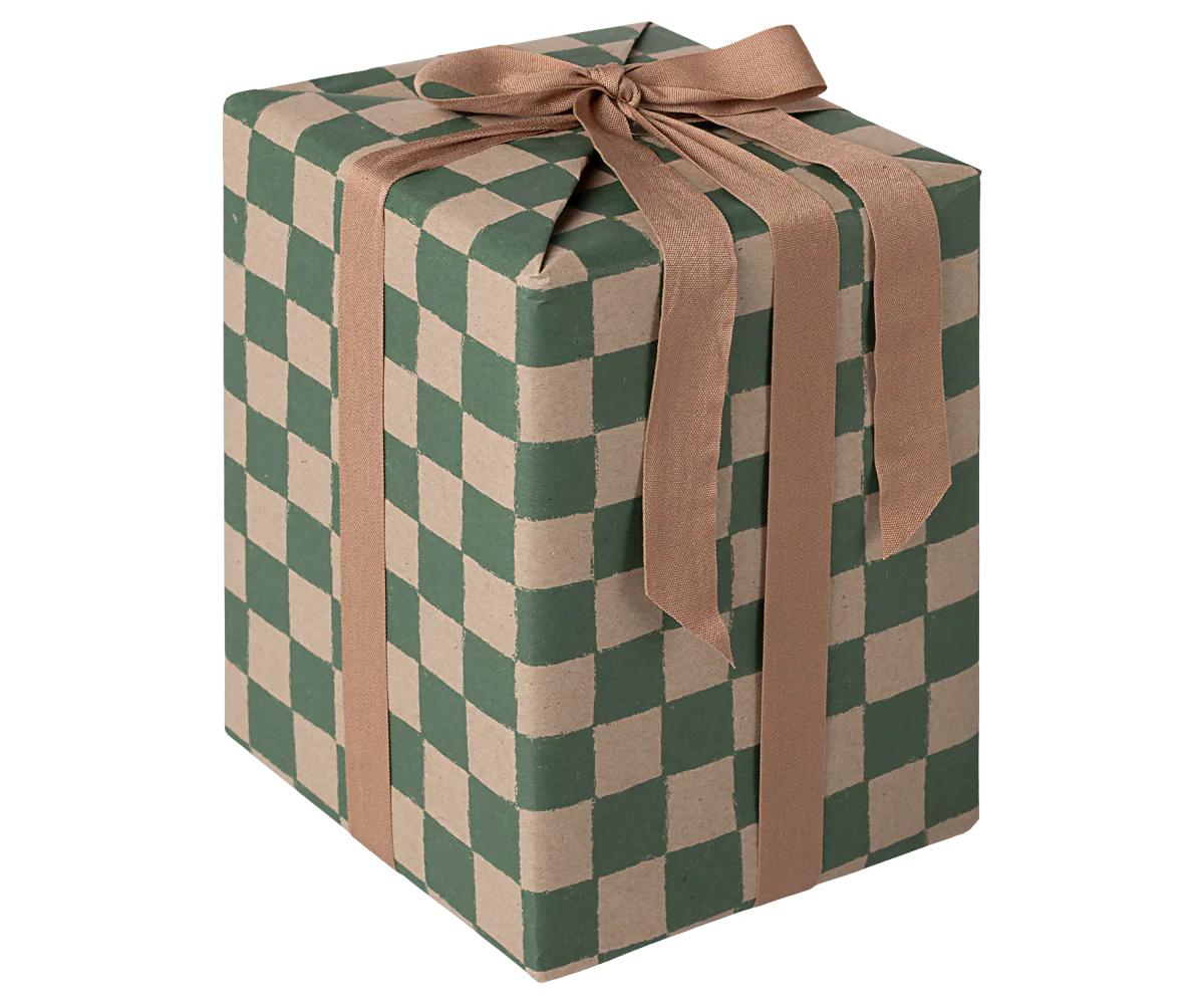Gift wrap, 10 m - Checker - Green - Image 4