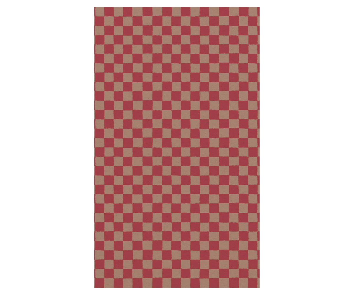 Gift wrap, 10 m - Checker - Powder/Red