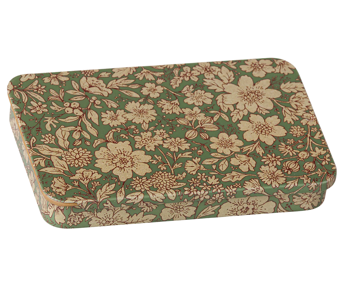 Metal box w. sliding lid - Blossom - Blue