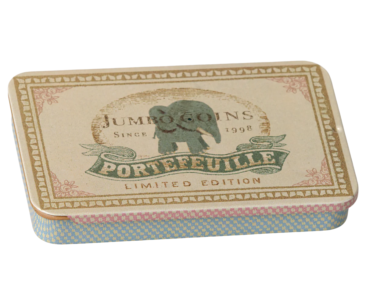 Metal box w. sliding lid - Jumbo coins - Blue
