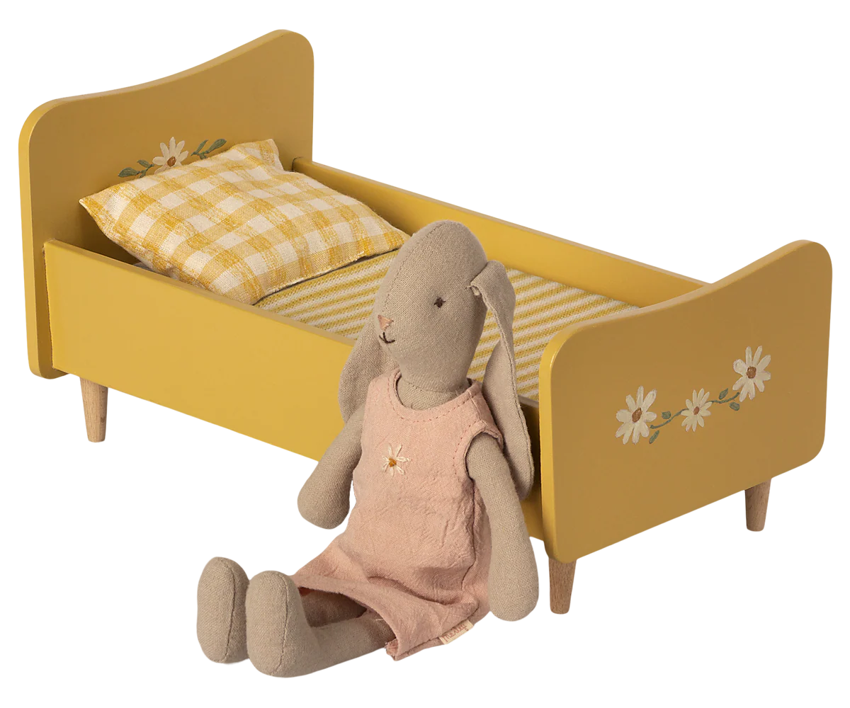 Wooden Bed, Miniature - Yellow - Image 3