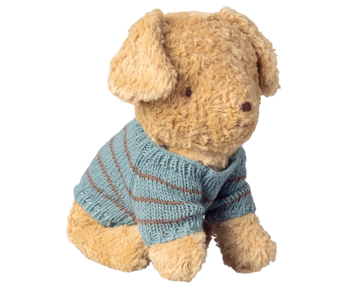 Puppy supply, Small, Knitted sweater - Dusty blue - Image 3