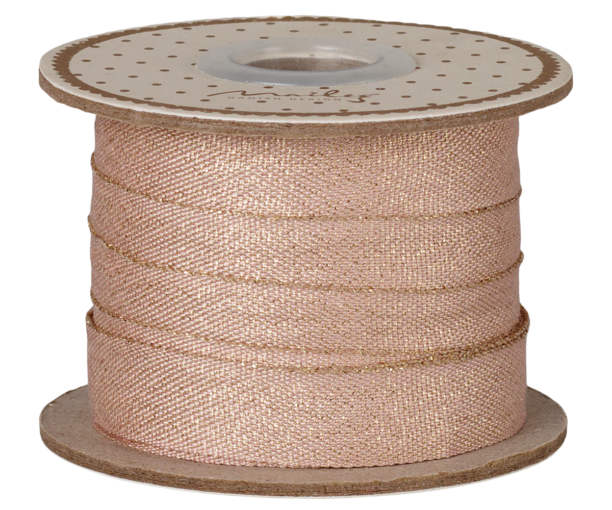 Ribbon, W: 13 mm x L: 10 m - Light rose/Gold