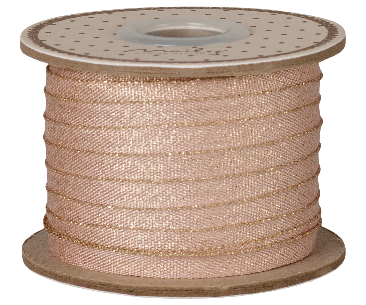 Ribbon, W: 6 mm x L: 25 m - Light rose/Gold