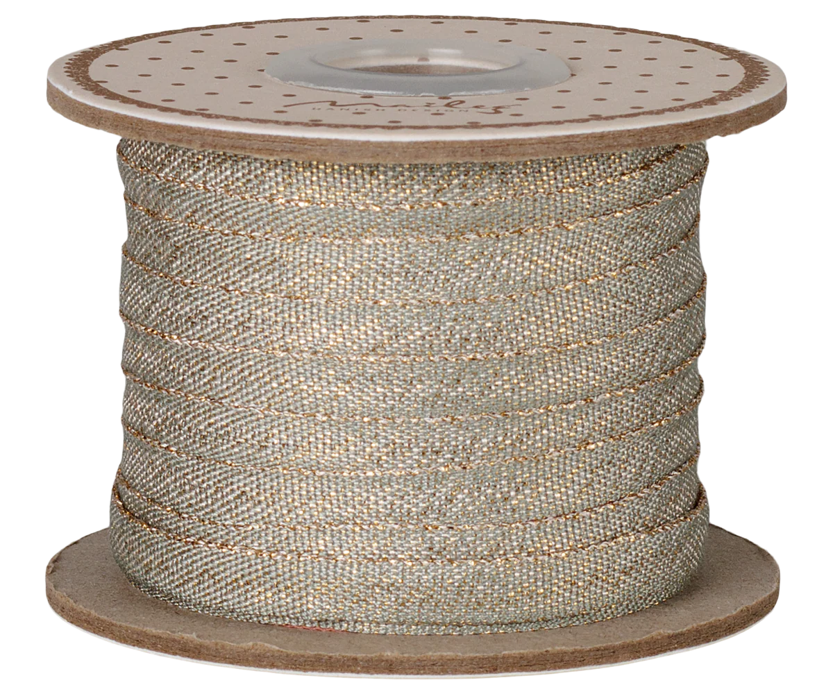 Ribbon, W: 6 mm x L: 25 m - Mint/Gold