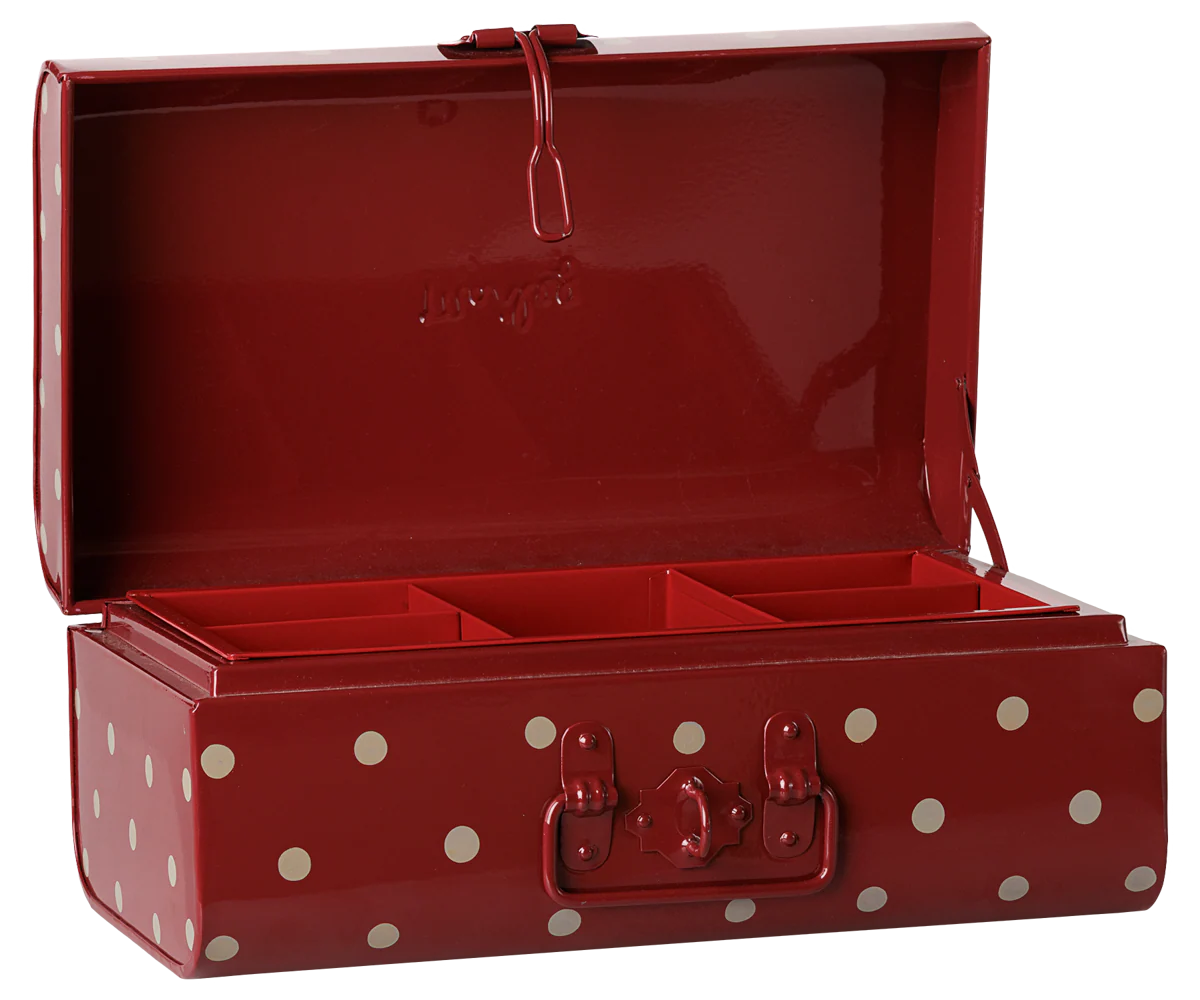 Storage suitcase, Small - Dark red w. tray - Image 3