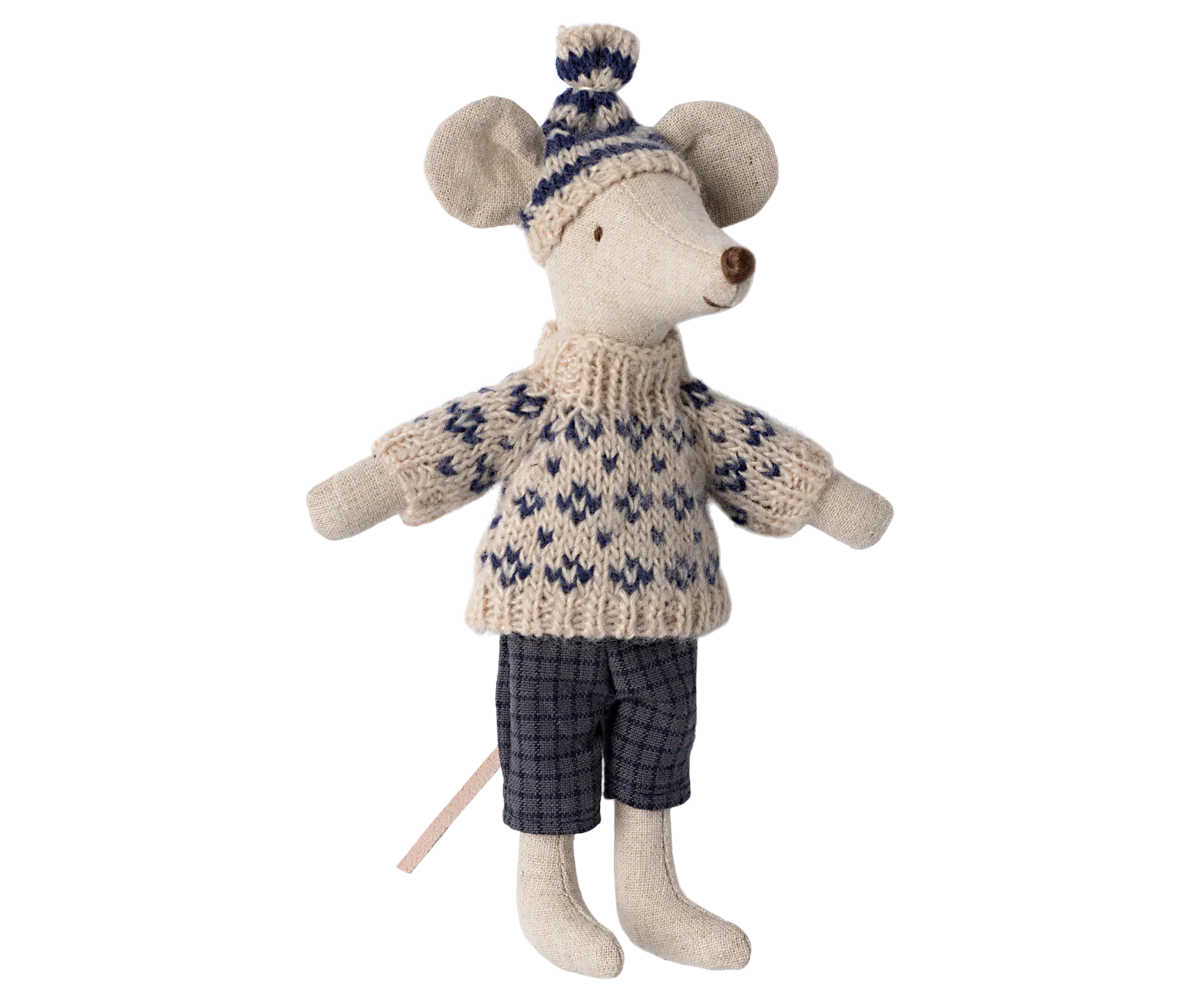 Winter mouse with ski set, Dad - Blue - Image 3