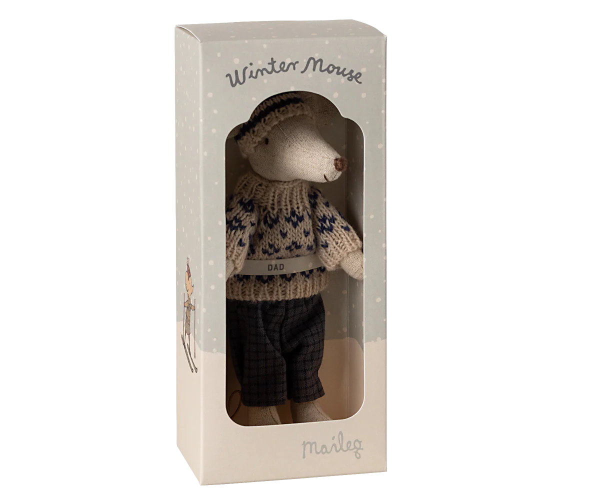 Winter mouse with ski set, Dad - Blue - Image 4